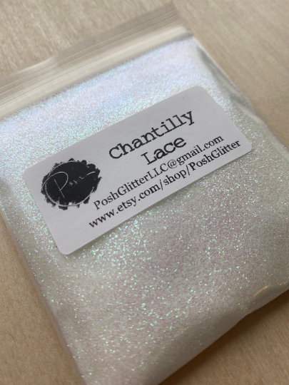 CHANTILLY LACE - WHITE Iridescent Glitter - Ultra Fine Loose Glitter - –  Posh Glitter, LLC