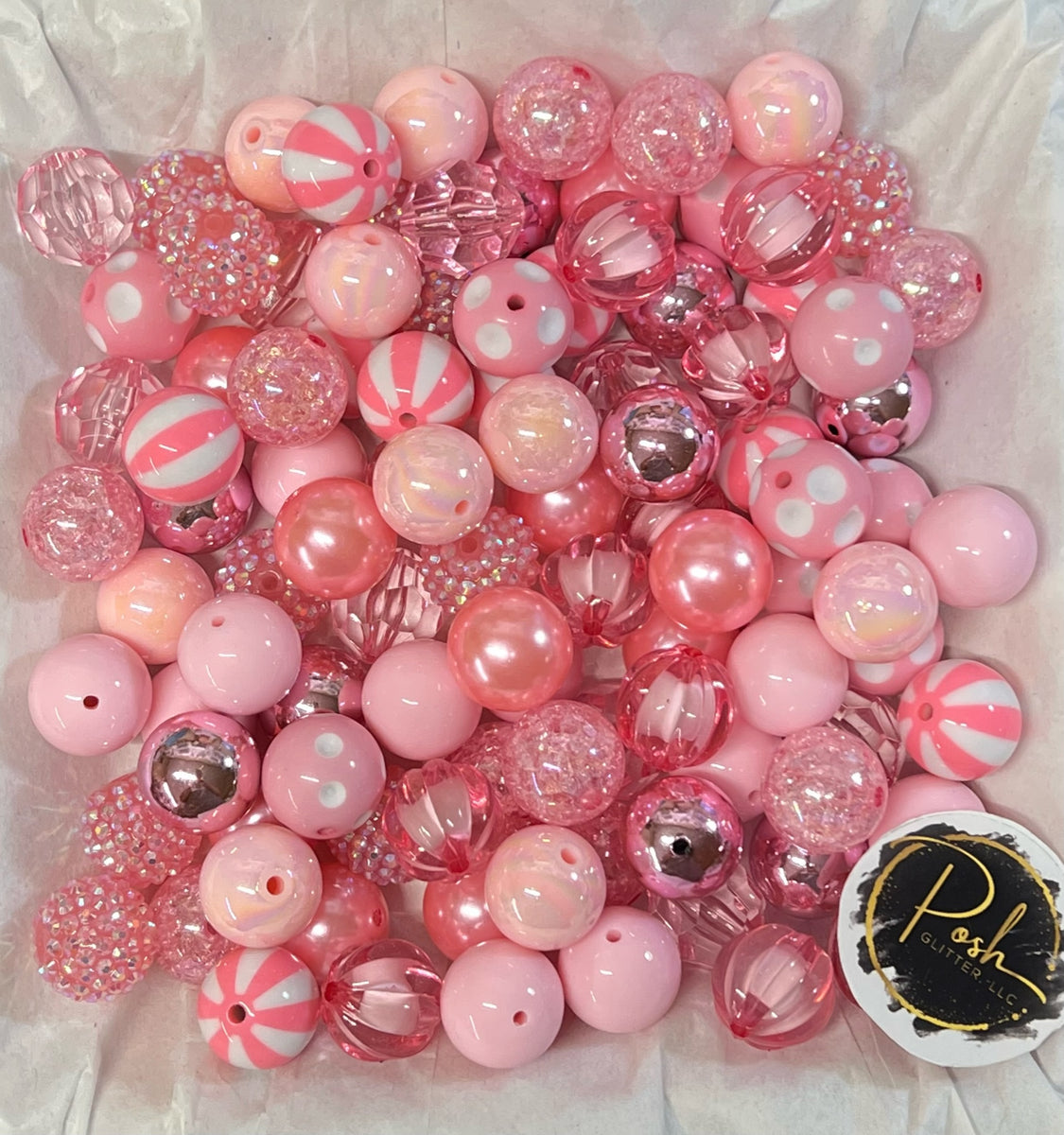 PINK BUBBLEGUM BEADS 20mm - 3 - Chunky Beads, Bubble Gum Bead Sets, Ac –  Posh Glitter, LLC
