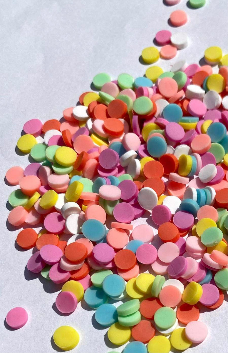 Pastel Rainbow Round Fake Sprinkles Polymer Clay Slime, Decoden, or Fake  Bake Supplies 