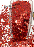 CARDINAL RED - 2MM - Red Holographic Glitter Hex Cut - Polyester Glitter - Solvent Resistant