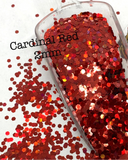 CARDINAL RED - 2MM - Red Holographic Glitter Hex Cut - Polyester Glitter - Solvent Resistant