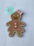 GINGERBREAD GIRL Acrylic Blank Badge Reel, Clear Acrylic Blank & Pink Acrylic Bows, No Hole Acrylic Blank, Badge Reel Blank, Straw Topper (Sold in sets of 5)