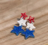 STAR SHAPED DANGLE Earring Acrylic Blanks, Clear Acrylic Blank, Sold In Sets Of 5, Jewelry Makers, Unfinished Earrings, 4th of July Earrings