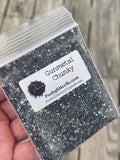 GUNMETAL BLACK Glitter, Chunky Holographic Glitter Mix, Polyester Glitter, Solvent Resistant