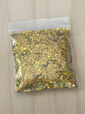 DESERT GOLD Star Shaped Glitter, Gold Holographic STARS, Polyester Glitter, Solvent Resistant