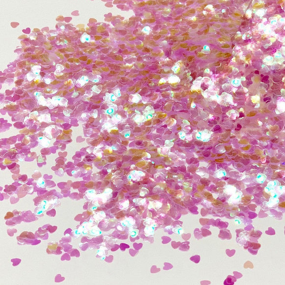 FLAMINGO PINK - Pink HEART Glitter- Translucent Polyester Glitter - Solvent Resistant-Heart Shape Glitter