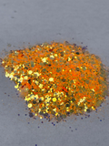 Frosted Orange-Bright Orange Iridescent Glitter Mix-Chunky Orange Glitter-Polyester Glitter-Solvent Resistant