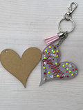 HEART ACRYLIC BLANK- Clear Heart Acrylic Keychain Blank With Hole -Backpack Tag-Keychain Blank - Diy Keychain-Acrylic Blank-Valentine Blank