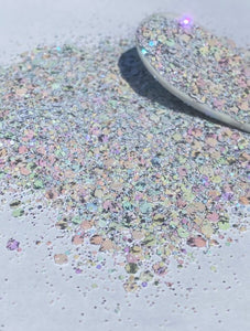 SPECKLED PEARL MIX - Smokey Gray Speckled Pearl Glitter - Various  Cut Sizes - Polyester Glitter - Solvent Resistant -Pearl Glitter