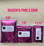 MAGENTA PINK- Pink 2MM HEX Cut - Polyester Glitter - Solvent Resistant