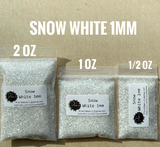 SNOW WHITE 1mm - White Silver Glitter Hex Cut - Polyester Glitter - Solvent Resistant