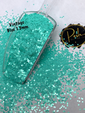 VINTAGE BLUE 1.5MM - Pearlescent Blue Green 1.5mm Hex Cut Glitter - Polyester Glitter - Solvent Resistant