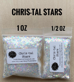 CHRIS-TAL STARS- Iridescent White Star Shaped Glitter, Polyester Glitter,  Solvent Resistant