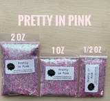 PRETTY IN PINK - Iridescent Pink & Silver Holographic Chunky Mix - Polyester Glitter - Solvent Resistant