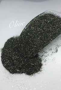 OLIVE - Olive Green Ultra Fine Glitter - Polyester Glitter - Solvent Resistant