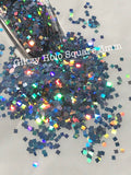 GLITZY HOLO  3MM Square - Silver Holographic-SQUARE - Polyester Glitter - Solvent Resistant