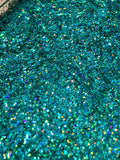 BLUE LAGOON 1MM - Teal Green Holographic Glitter - Polyester Glitter - Solvent Resistant