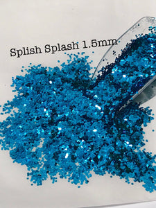 SPLISH SPLASH 1.5MM - Blue 1.5MM HEX Cut Glitter - Polyester Glitter - Solvent Resistant