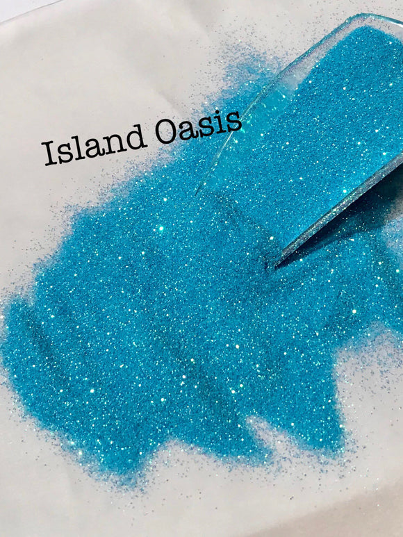 ISLAND OASIS - Ultra Fine Iridescent Aqua Glitter - Polyester Glitter - Solvent Resistant - Iridescent