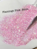 FLAMINGO PINK .8MM - Pale Pink Hex Translucent Glitter - Polyester Glitter - Solvent Resistant - Iridescent