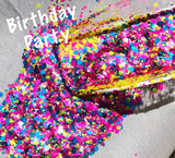 BIRTHDAY PARTY CONFETTI Glitter - Pink Yellow Teal Custom Blend Glitter Mix  - Polyester Glitter - Fluorescent