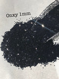 BLACK ONYX 1MM- Opaque Black Glitter 1MM HEX - Polyester Glitter - Solvent Resistant