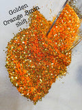 GOLDEN ORANGE .8MM - Color Shift - Orange Gold Hex Cut Glitter - Polyester Glitter - Solvent Resistant