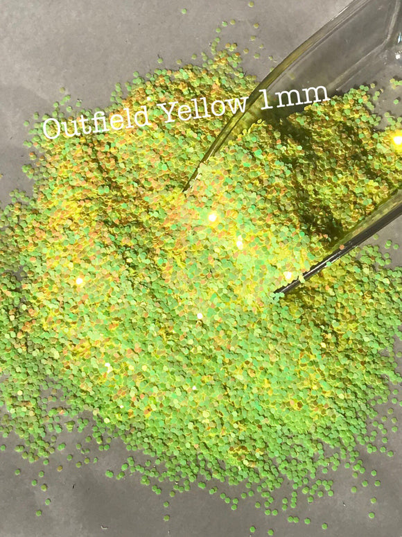 OUTFIELD YELLOW 1MM - Softball Yellow Glitter - Color Shift - 1MM Hex Chunk - Polyester Glitter - Solvent Resistant