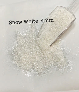 SNOW WHITE .4mm - Fine White Silver Glitter - Polyester Glitter - Solvent Resistant