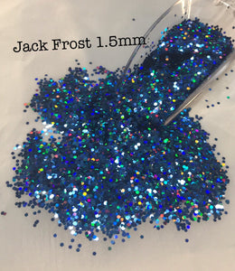 JACK FROST 1.5MM - Blue Holographic Glitter Hex - Polyester Glitter - Solvent Resistant