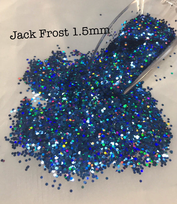 JACK FROST 1.5MM - Blue Holographic Glitter Hex - Polyester Glitter - Solvent Resistant
