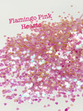 FLAMINGO PINK - Pink HEART Glitter- Translucent Polyester Glitter - Solvent Resistant-Heart Shape Glitter