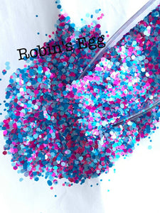 ROBINS EGG CONFETTI - Pink Blue Magenta Chunky Glitter Mix - Polyester Glitter - Solvent Resistant - Fluorescent