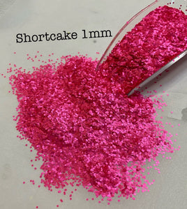 SHORTCAKE 1MM- Pearlescent Bright Pink 1MM Hex Glitter - Fluorescent - Polyester Glitter - Solvent Resistant