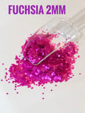 FUCHSIA 2MM Glitter, Pearlescent 2MM Hex Cut Glitter, Fluorescent Polyester Glitter, Solvent Resistant