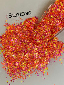 SUNKISS CONFETTI - Pink Yellow Orange Neon Chunky Glitter Mix - Polyester Glitter - Solvent Resistant - Fluorescent
