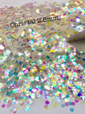 CHRIS-TAL 2.5MM -White Iridescent 2.5MM Hex Chunk - Polyester Glitter - Solvent Resistant