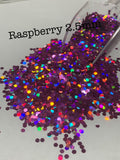 RASPBERRY 2.5MM - Holographic Pink Glitter - 2.5MM Hex Cut - Polyester Glitter - Solvent Resistant