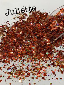 JULIETTE - Red Valentine Custom Blend - Heart Glitter - Chunky Mix - Polyester Glitter - Solvent Resistant