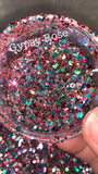 GYPSY ROSE - Light Pink, Dark Pink, Silver, Aqua Custom Blend - Chunky Mix - Polyester Glitter - Solvent Resistant