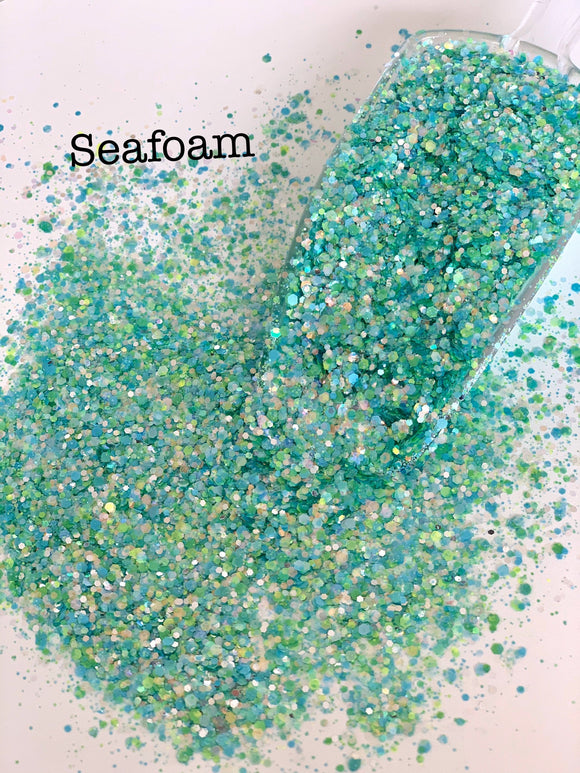 SEAFOAM - Custom Blend - Chunky Mix - Polyester Glitter - Solvent Resistant