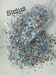 SIRIUS - Holographic Silver Chunky Glitter Mix - Polyester Glitter - Solvent Resistant - Silver