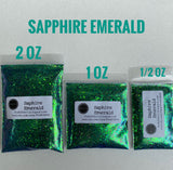 SAPPHIRE EMERALD 1MM - Blue Green Color Shift Glitter - Hex Chunk - Polyester Glitter - Solvent Resistant