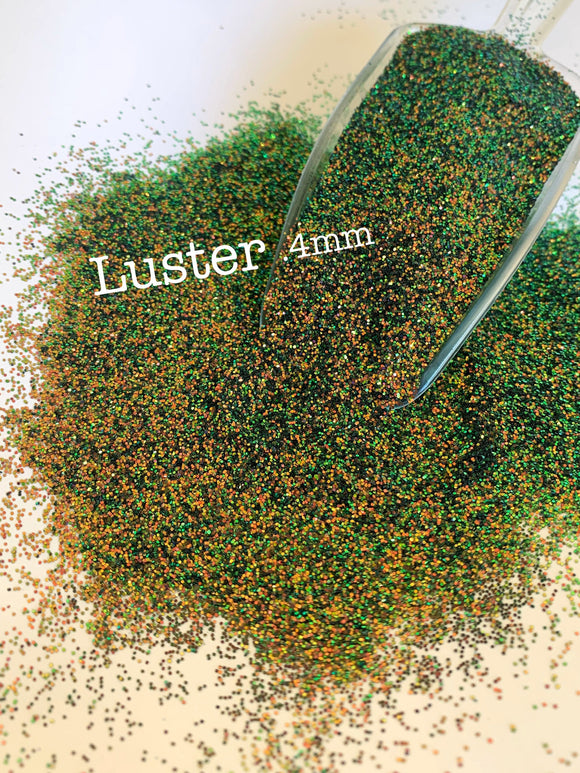 LUSTER .4MM - Green Bronze Gold Color Shift - Hex Chunk - Polyester Glitter - Solvent Resistant