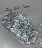 GLITZY HOLO TINSEL - Silver Holographic Tinsel Glitter - Polyester Glitter - Solvent Resistant