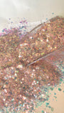 FROSTED SWEET PEA - Light Pink Holographic Iridescent Glitter Mix - Pink Chunky Glitter - Polyester Glitter - Solvent Resistant