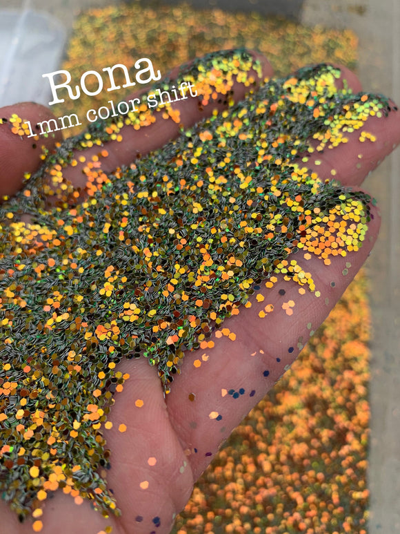 RONA - Bronze Green Gold Color Shift Glitter - 1MM Hex Chunk - Polyester Glitter - Solvent Resistant