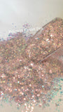 FROSTED SWEET PEA - Light Pink Holographic Iridescent Glitter Mix - Pink Chunky Glitter - Polyester Glitter - Solvent Resistant