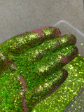 PEAR-A-DISE  - Green Color Shift Glitter- .8MM Hex - Polyester Glitter - Solvent Resistant - Fluorescent