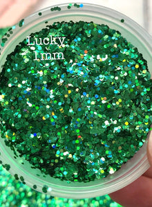 LUCKY 1mm - GREEN Holographic Glitter 1MM Hex Cut- Polyester Glitter - Solvent Resistant